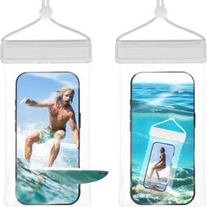 2 Pcs Phone Water Pouch,Universal Phone Case for Water,Waters Proof Case for Phones with Lanyard for Smartphone, Up to 8.66″ Devices, Transparent