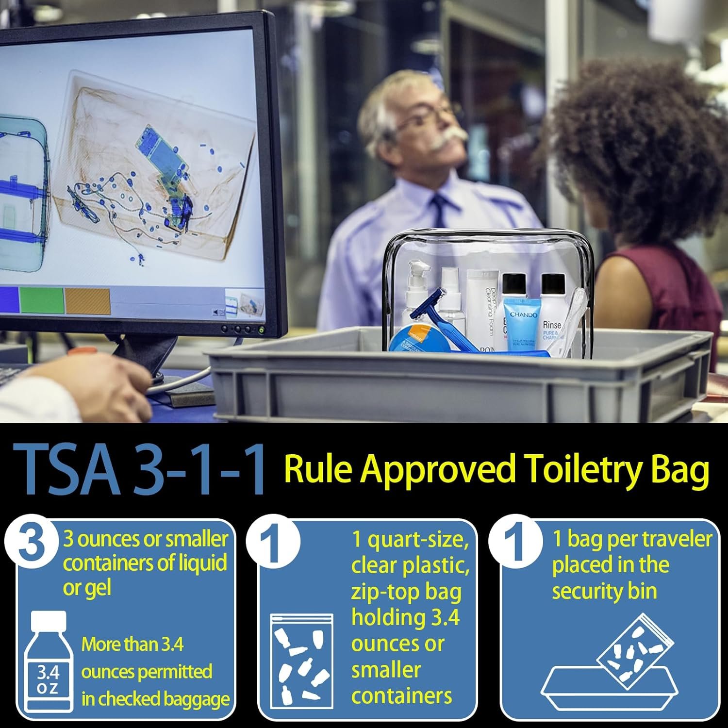 16 Pieces Clear Makeup Bags Bulk, TSA Approved Toiletry Bag for Travel, PVC Waterproof Travel Small Pouches Clear Pouch with Zipper for Men and Women Carry-on Travel Essentials Cosmetic Bags (Black) - Image 3