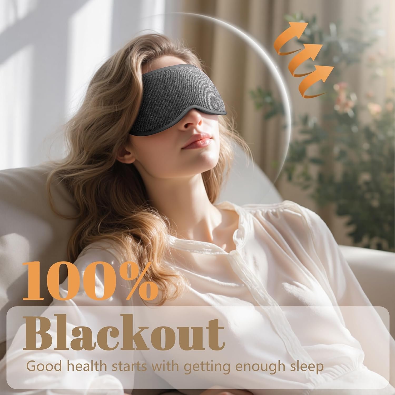 Sleep Mask for Men Women - 100% Blackout Eye Masks for Sleep, Zero Pressure 3D Sleeping Mask, Adjustable Light Blocking Eye Cover Blindfold for Travel, Nap, Night Work, Office - Gray - Image 2