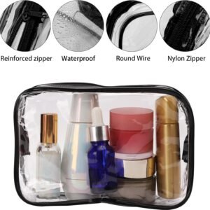Tbestmax 20 Pack Clear Cosmetic Bags Makeup Bags Portable Waterproof Travel Toiletry Bags Organizer Black, 7.5″x 4.8″x 2.3″