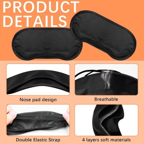 40 Pcs Eye Mask Sleep Masks Bulk Blindfolds for Team Building Party Games with Nose Pad and Adjustable Strap for Women Men 4 Layers Black Blindfold Sleeping Mask - Image 3