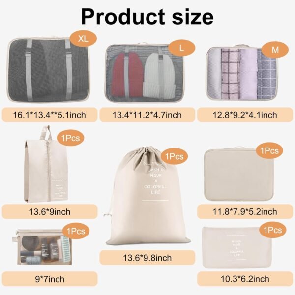 8 Set Packing Cubes for Travel Suitcase Organizer Bags Luggage Packing Cubes Set Travel Essentials Accessories Gifts for Women - Image 6