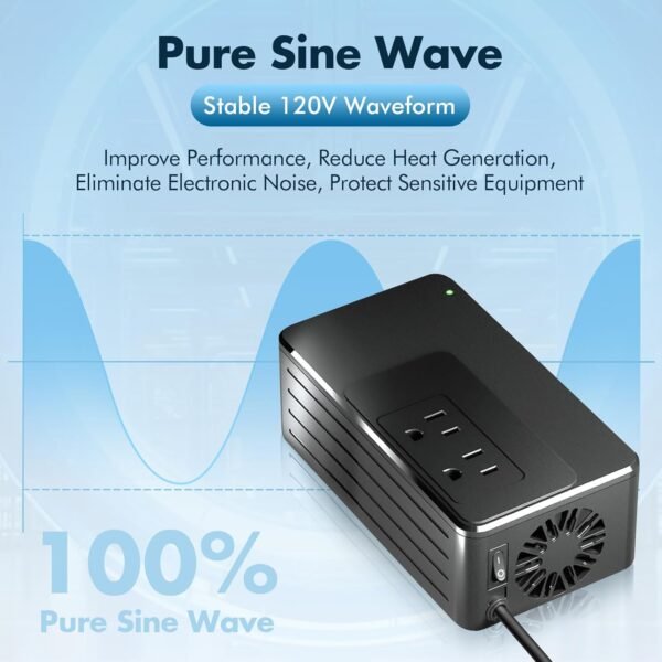 1200W Universal Travel Adapter Converter Step-Down 220V to 110V, 2 lbs Light Weight, Stable Pure Sine Wave, for Hair dryers, straighteners, Curling Irons, Coffee Makers (Black) - Image 2