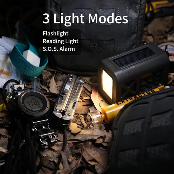 【2025 Newest】 Emergency Crank Weather Radio, NOAA/AM/FM Portable Solar Radio, USB Charged, Battery Powered, Hand Crank, SOS Alarm, Flashlight (Green) - Image 4