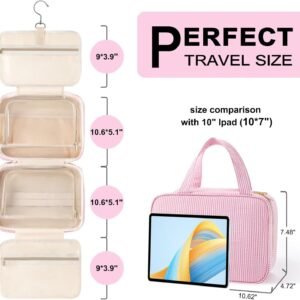 TOPEAST Initial Toiletry Bag Travel Makeup Bag for Women – Hanging Toiletry Bag, Personalized Birthday Gifts for Women, Vacation Airplane Essentials – Letter K, Pink