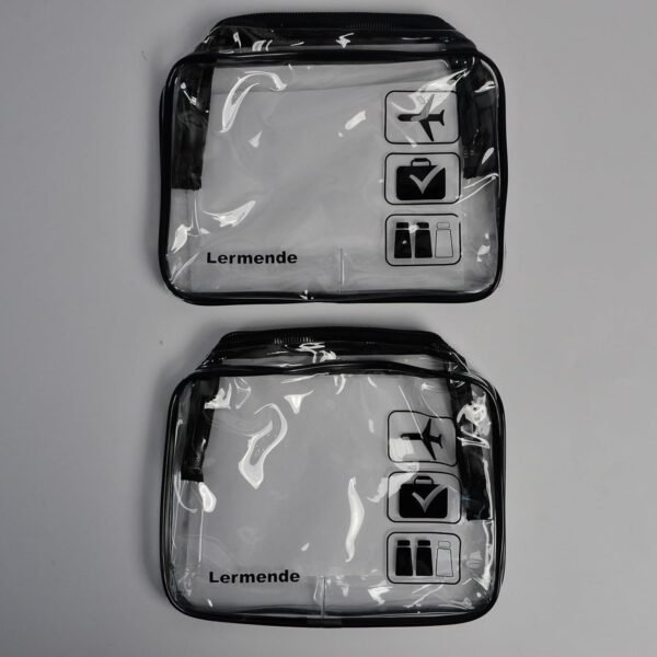 Lermende 2pcs Clear Toiletry Bag TSA Approved Travel Bag,Carry On for Travel,Airport Airline Accessories Compliant Bag,Quart Sized Makeup Cosmetic bag Women Men (Black, 2 Pack) - Image 7