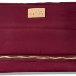 LAURA GELLER NEW YORK Quilted Makeup Bag with Brush Case, Burgundy – Toiletry Bag Organizer for Travel – Large Capacity Full Size Makeup Bag – Easy to Clean