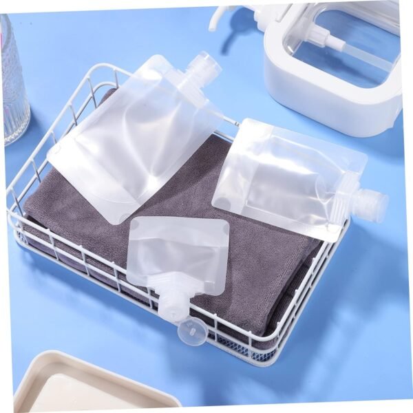 Healifty 18 Pcs Refillable Travel Container Bags with Funnels Lightweight Squeezable Cosmetic Bottles for Shampoo Conditioner Lotion Body Wash Portable Toiletry for Travel and Backpack - Image 8