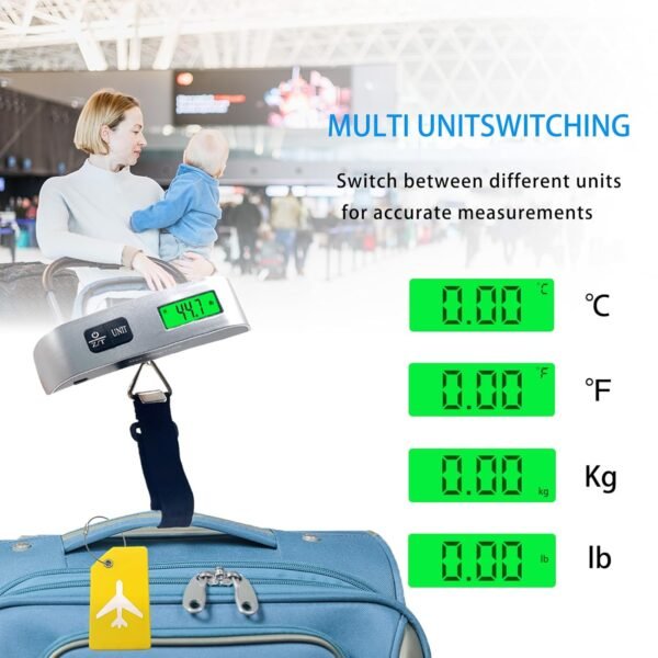 Luggage Scale, Portable Luggage Weight Scale with 2 Luggage Tags, LCD Weight Display and 4 Unit Switching Functions, 110lb Luggage Scale Travel Digital for Luggage, Travel,Backpacks, Handbags(Sliver) - Image 2