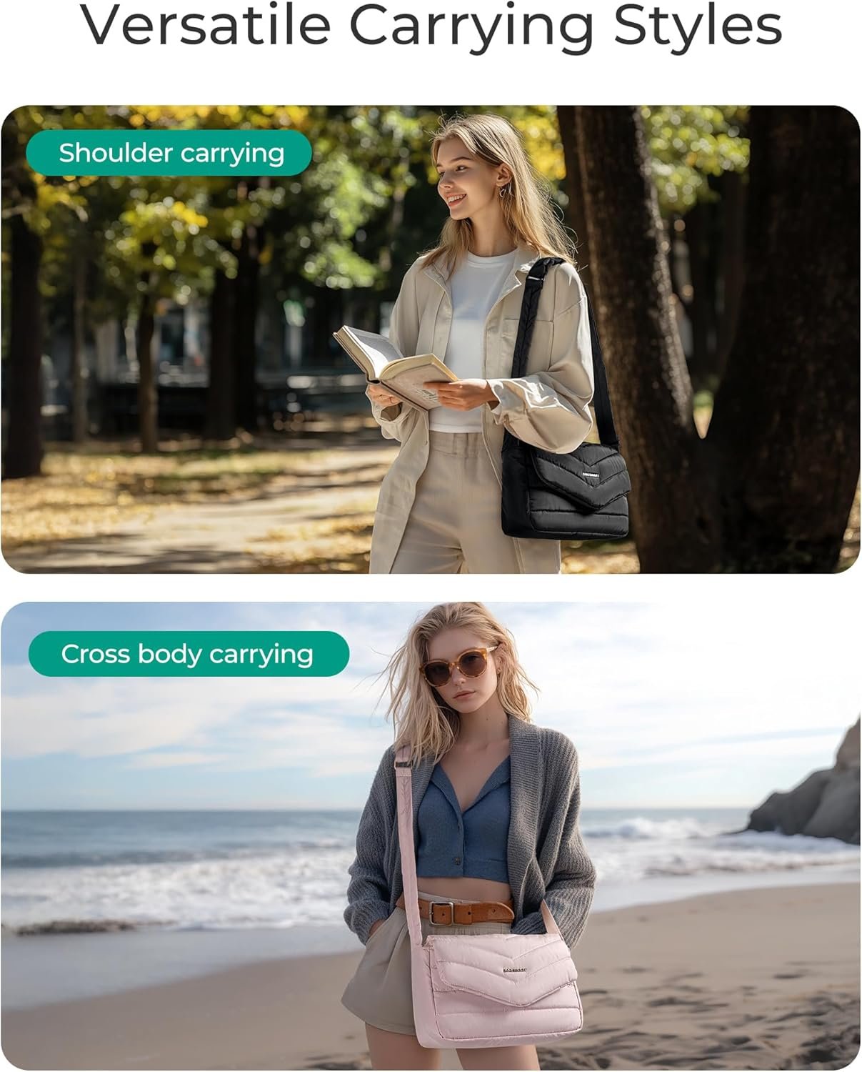 BAGSMART Crossbody Bags for Women, Quilted Puffer Shoulder Bag, Handbag Small Purses for women - Image 2