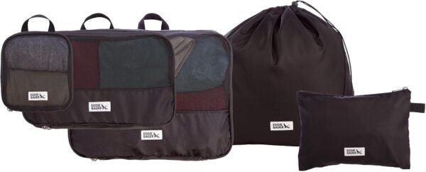 Eddie Bauer 5 Set Packing Organizer Cubes for Suitcases, Travel Essentials for Carry on, Lugagge Oganizer Bags Set Accessories, Black