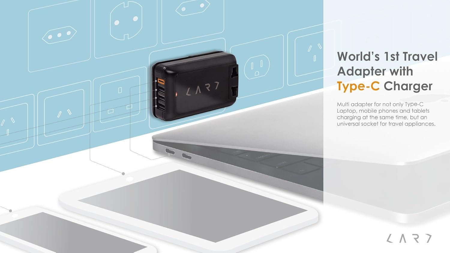 CARD Travel Adapter 4-Pro (Type C+3 USB Ports) (Black) - Image 2