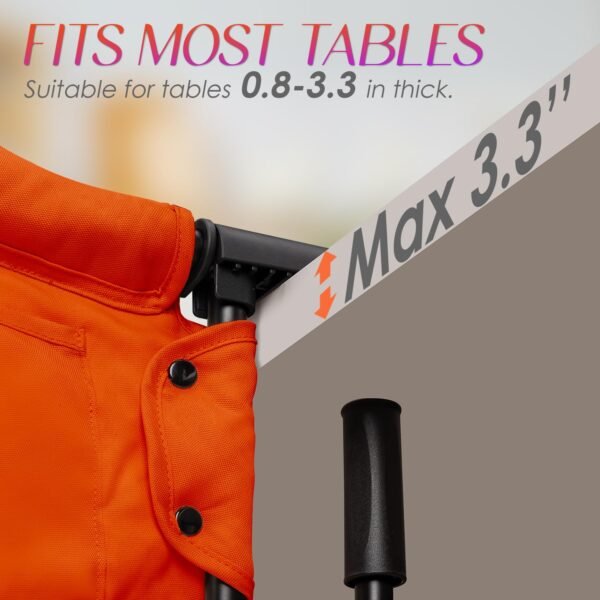 Hook on High Chair,Portable Foldable High Chair for Babies 6-36 Months, Includes Storage Bag (Orange) - Image 4