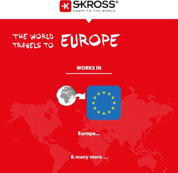 Skross World to Europe Country Travel Adaptor, White - Image 4