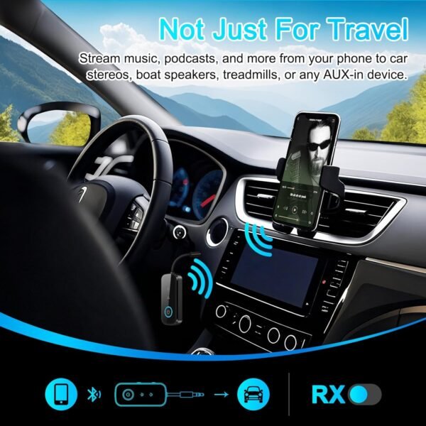 Premium Pro Bluetooth 5.4 Transmitter Receiver,Airplane Audio Adapter,Wireless Transmitter for TV/Travel Flight,Airline,Gym.Supports to 2 AirPods/Headphones,Bluetooth Receiver for Car/Home Stereo - Image 7