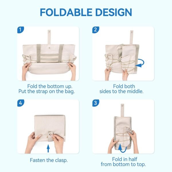 BOSTANTEN Travel Tote Bags for Women Foldable Beach Bag Waterproof Zipper Gym Sports Shopping Bag Trolley Sleeve - Image 2