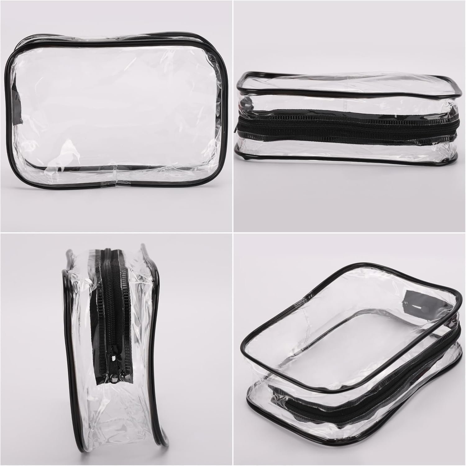 Tbestmax 20 Pack Clear Cosmetic Bags Makeup Bags Portable Waterproof Travel Toiletry Bags Organizer Black, 7.5"x 4.8"x 2.3" - Image 3