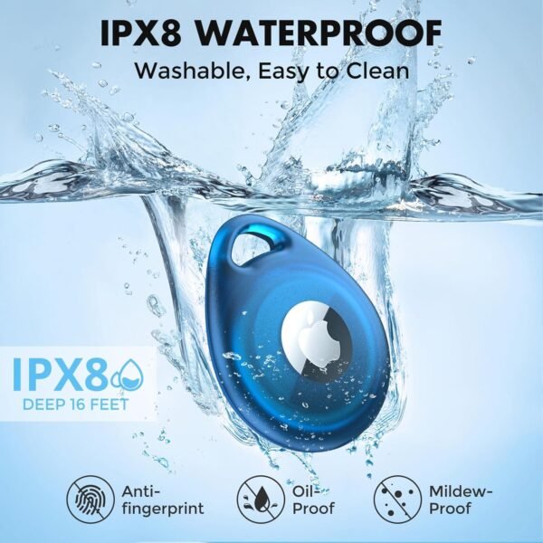 UNBREAKcable AirTag Holder, [4-Pack] IPX8 Waterproof AirTag Keyring Cover Case for Apple AirTag, Full-Body Covered AirTag Holder for Pet Collar, Keys, Bags - Image 3