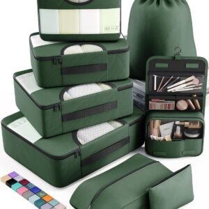 Veken 8 Set Packing Cubes for Travel Essentials, Suitcase Organizer Bags Set for Luggage, Road Trip Travel Accessories in 4 Sizes (Extra Large, Large, Medium, Small)