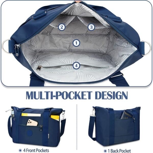 Small Travel Gym Duffel Bag for Women, Waterproof Nylon Weekender Overnight Bag Personal Item Carry on Bags for Airplanes Hospital Sports Fitness Dance Mommy Tote - Image 4