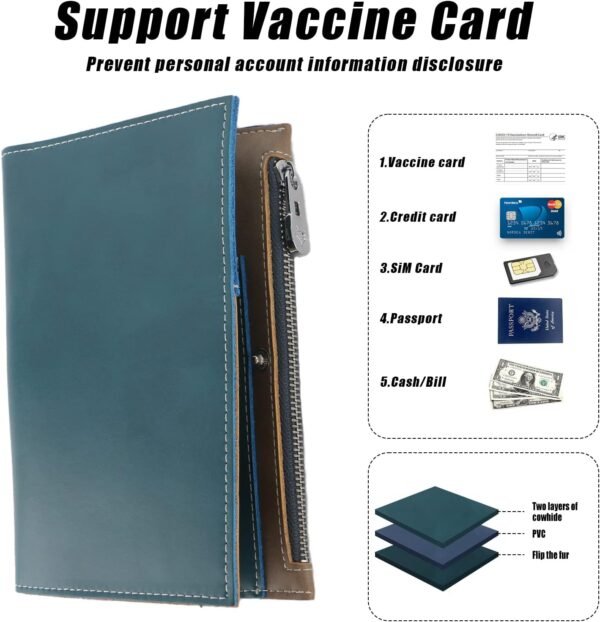 Leather Passport Wallet, Lightweight Travel Wallet, Passport Holder for Travel, for Secure Traveling and Documentation Organizer - Image 4
