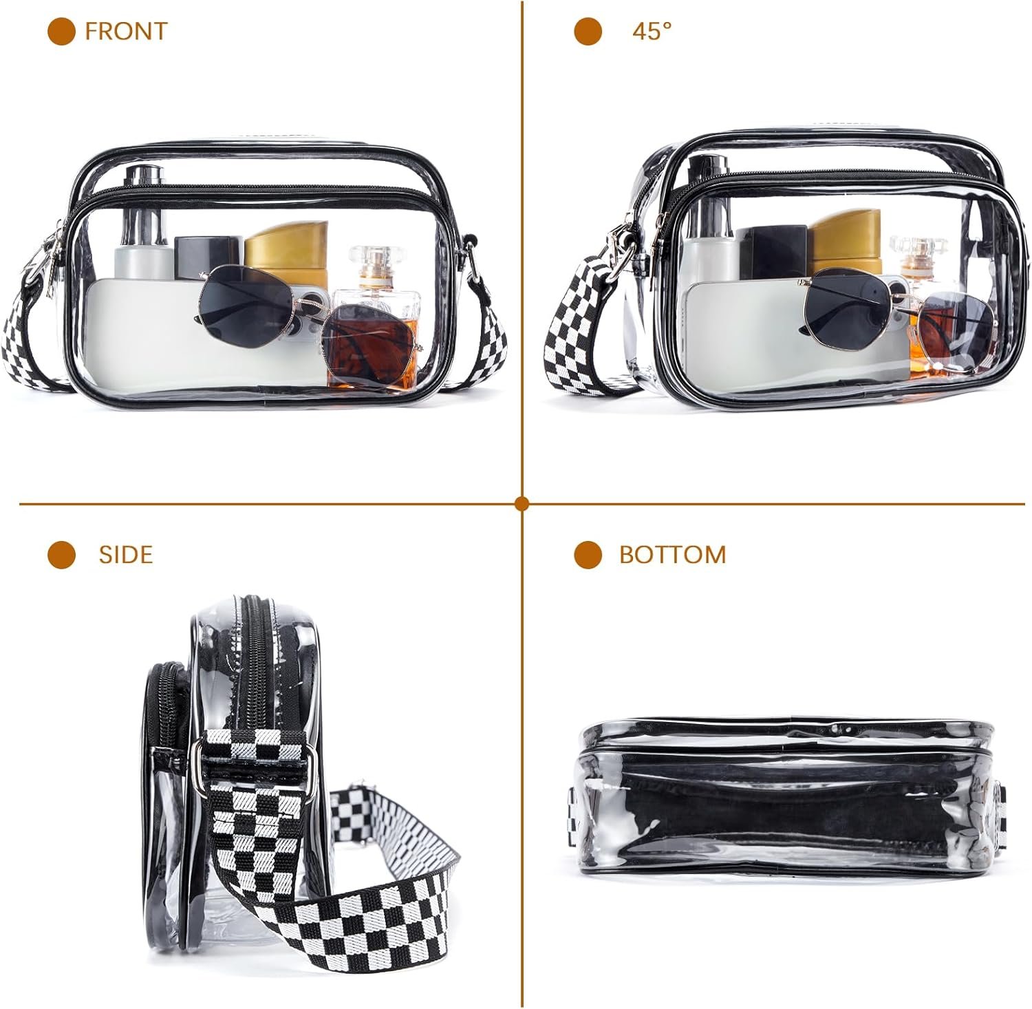 BOSTANTEN Clear Bag for Women Stadium Approved Clear Bags Small Crossbody Purse Trendy for Concerts Sports Events - Image 5