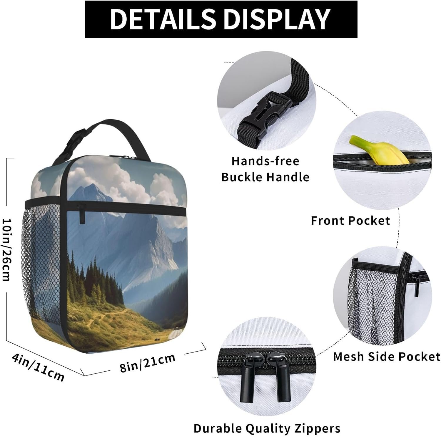 Lunch bag Mountain Landscape Lunch Box Leakproof Lunch Tote Bag Insulated Cooler Bags for Picnic Travel - Image 2