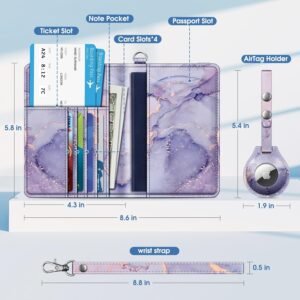 Fintie Passport Holder with Airtag Holder, Slim Travel Wallet RFID Blocking Passport Cover Protector Essentials with Credit Card Slots for Women/Men