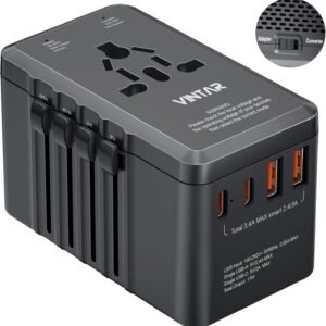 220V to 110V Travel Voltage Converter, VINTAR 2000W International Universal Voltage Converter US to Europe Adapter with 4 USB Ports (2 USB C), Step Down Power Converter Adapter Combo for US EU UK AUS