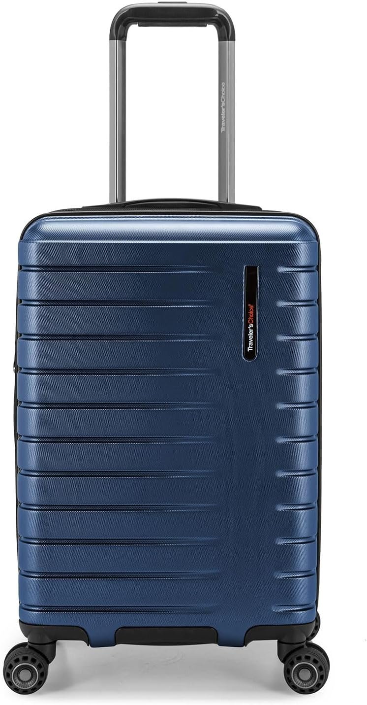 Traveler's Choice Archer Polycarbonate Hardside Spinner Luggage Set, Blue, Carry-On 21-Inch, Tie Down Straps - Image 2