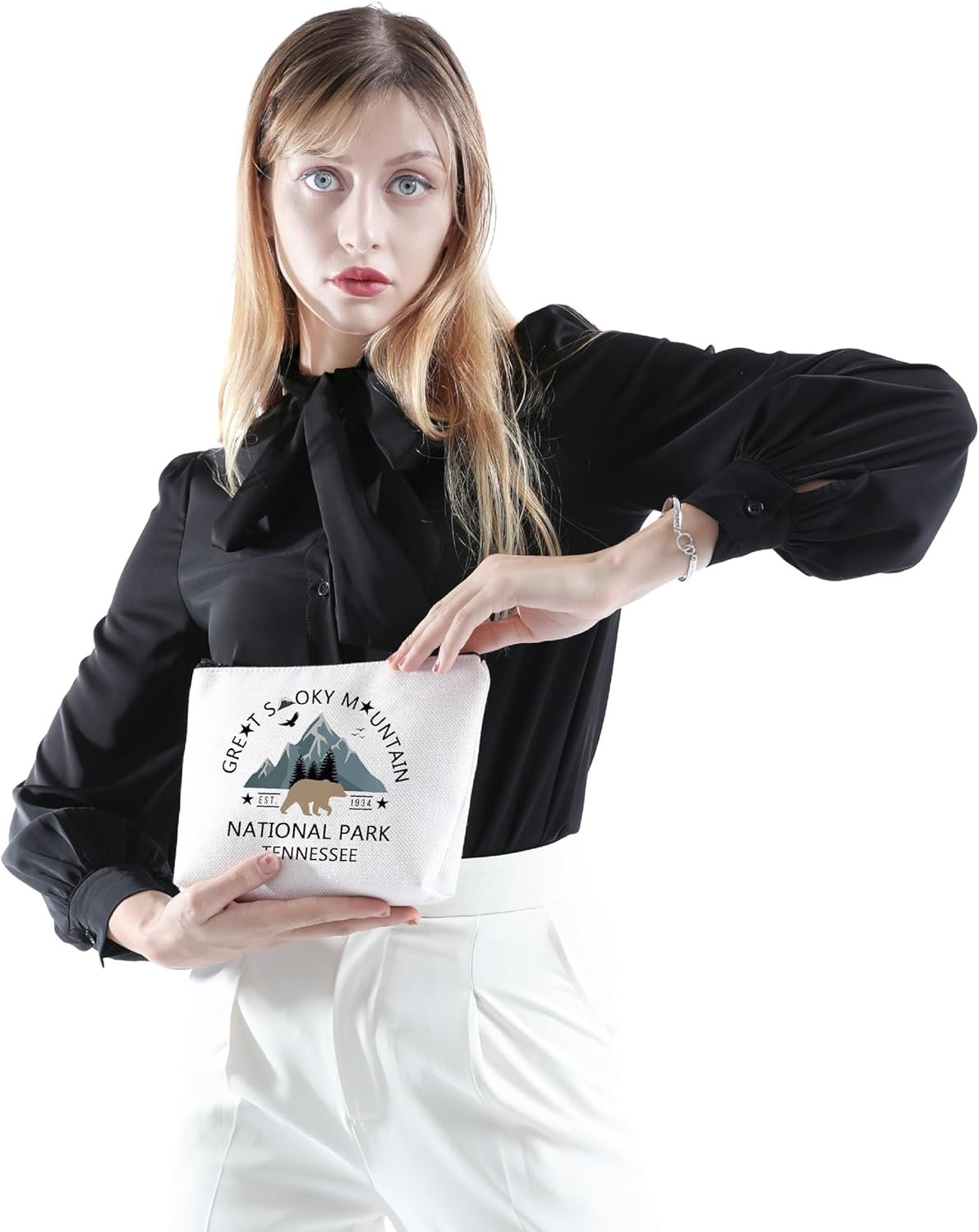 POFULL Retro National Park Gift National Park Cosmetic Bag Black Bear Hiking Gift (GREAT SMOKY bag) - Image 3