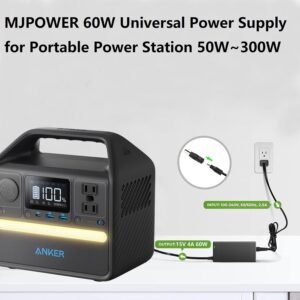15V 60W AC Adapter Charger for Portable Power Station 50W to 300W Fit Anker/GRECELL/EBL/HOWEASY/FlashFish/SinKeu/ZeroKor/ENOFLO/AIMTOM/CTECHi/AIPER/MARBERO Solar Generator Power Supply Cord