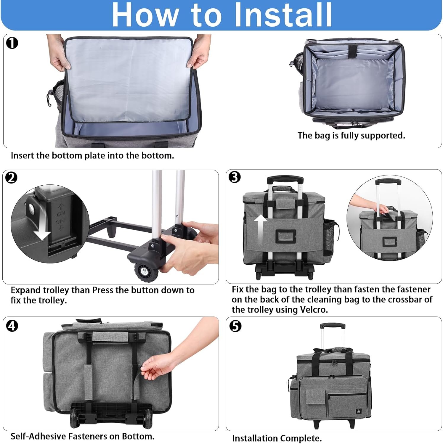 Rolling Teacher Bag, Rolling Briefcase with Detachable Trolley, Large capacity rolling bag with Laptop compartment, Adjustable Shoulder Strap, and Ample Storage Space - Image 7
