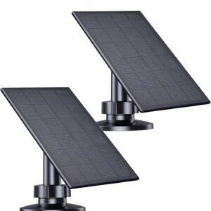 Zivif Solar Panel for Security Camera, 2W Solar Charger with Micro USB & USB-C Port for Rechargeable Battery Camera, with 360° Adjustable Security Mount, Black (2 Pack)