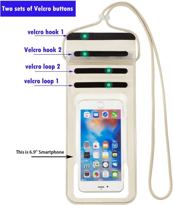 Waterproof Phone Pouch,IPX8 Waterproof Phone Case Bag Holder Dry Pouch for iPhone 13 Pro Max/13 Pro/13/12/12 Pro Max/11/11 Pro Max/Xs Max/XR to 6.9" for Kayaking Swimming Beach(Gold) - Image 5