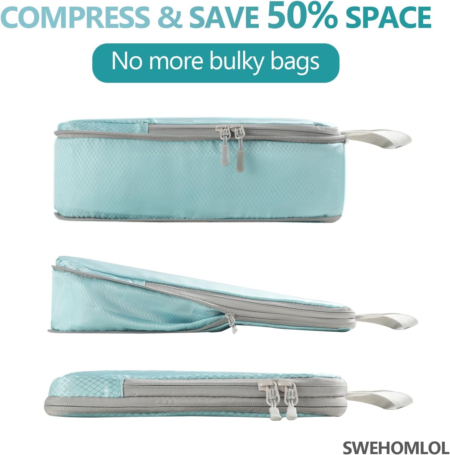 4 Set Compression Packing Cubes for Travel, Suitcase Organizer Bags Set for Luggage, Road Trip Travel Accessories in 4 Sizes (Extra Large, Large, Medium, Small), Blue - Image 2