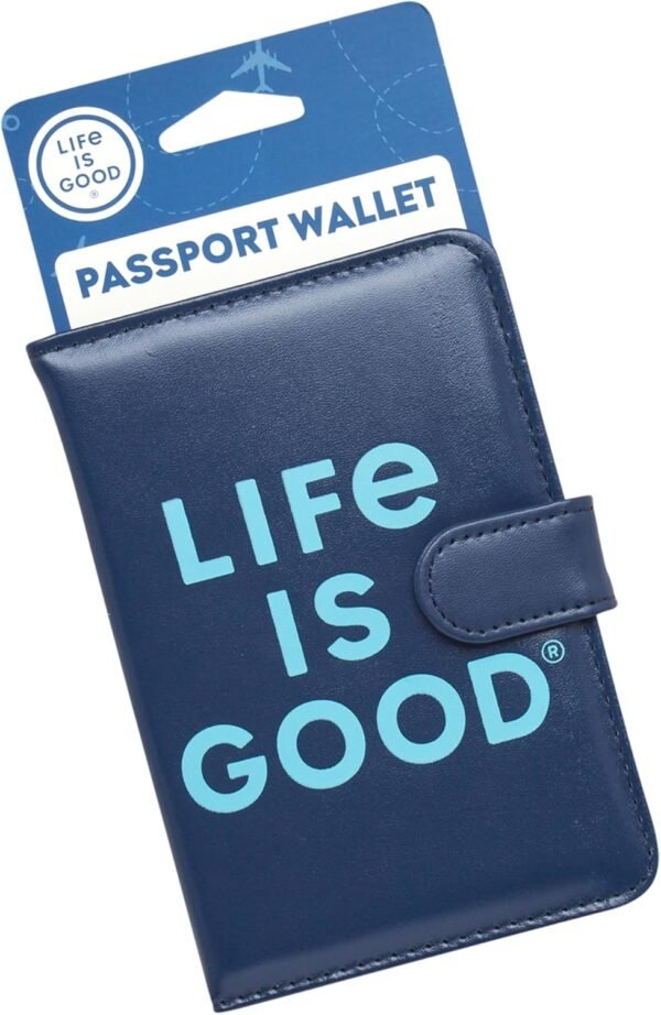 Life is Good Travel Passport Cover - Anti-Theft Passport Holder Wallet with Interior Card Slots, Magnetic Snap Closure, Size One Size, Navy - Image 4