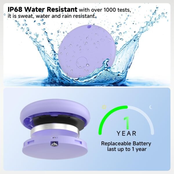 4 Pack Air Tracker Tag Item Finders Work for Apple Find My (iOS Only) IP68 Waterproof Smart Tag Bluetooth Tracker Item Finder for Key, Backpack, Wallet - Image 6