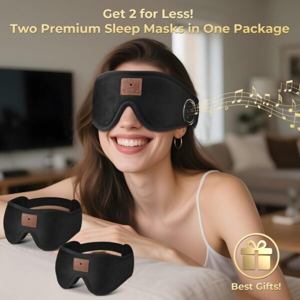 2-Pack 3D Sleep Mask with Bluetooth Headphones, Sleep Headphones, Bluetooth Sleep Eye Mask with Adjustable Hook and Loop, Ultra-Thin Stereo Speakers Perfect for Men/Women Sleeping Gifts - Image 6