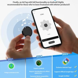 Air Tags for Android,Air Tags-4 Pack Android,Android Tracker Tags,2 Year Battery Life,Google Find Trackers for Google’S Find Hub App,IP65 Waterproof Luggage Tracker Android for Keys,Wallets,Suitcases
