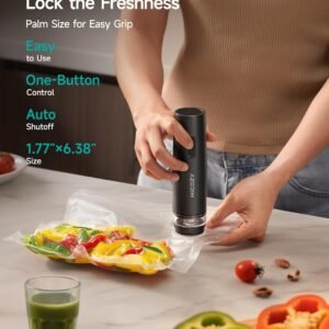 HiCOZY Compact Vacuum Sealer for Food with Visible Water Tank, Portable Handheld Vacuum Sealer Machine with 30 BPA-Free and Reusable Bags, One Press to Seal Fresh (Blue)