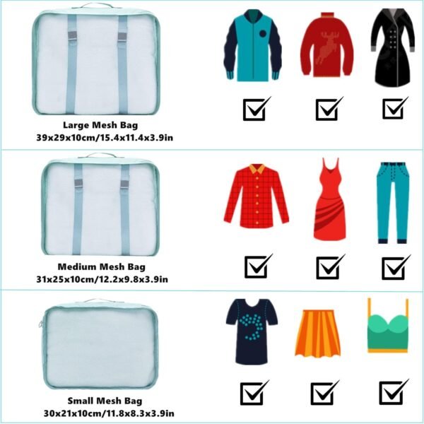 7 Pack Packing Cubes for Suitcases, Luggage Organizers, Carry On Organizer Set, Storage Bags, Compression Cubes for Travel Accessories (Sky Blue) - Image 2