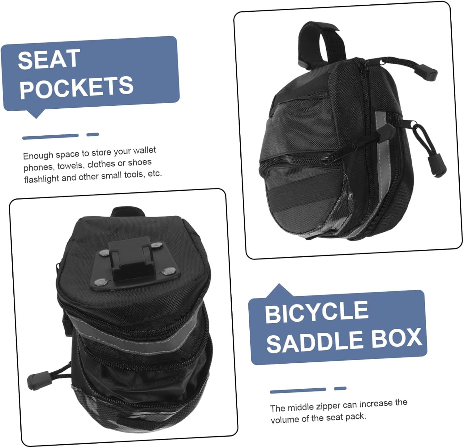 Large Capacity Rear Seat Bag for Mountain and Road Bikes Cycling Saddle Pouch with Reflective Strap Portable Storage for Wallet Easy to Install Under Seat - Image 3