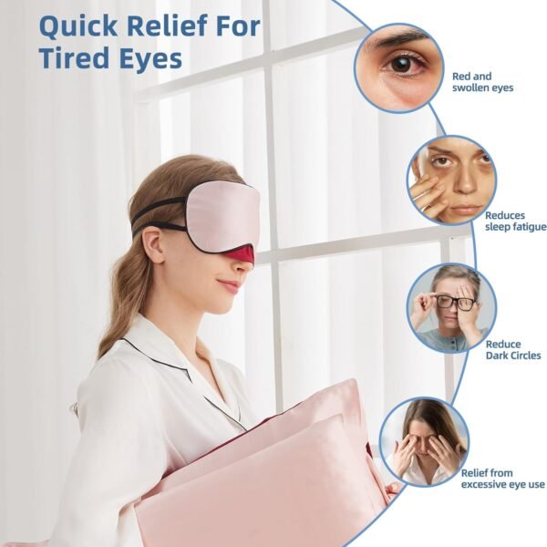 Sleep Mask, 1 Pack 100% Real Natural Pure Silk Eye Masks with Elastic Adjusting Strap, Mulberry Silk Eye Sleep Shade Cover for 3 Sizes (RED, Small 7.1''x3.1'') - Image 4