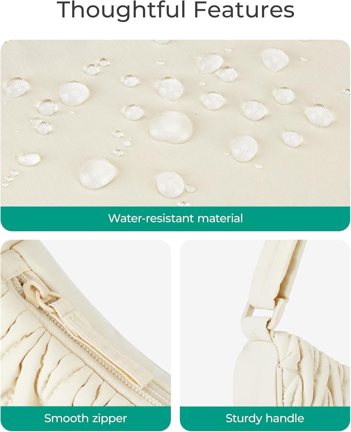 BAGSMART Hobo Bag for Women, Nylon Quilted Crossbody Bags for Women Shoulder with Adjustable Strap - Image 5