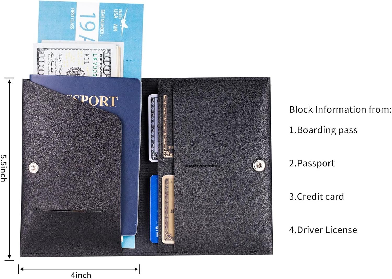 Passport Holder for Travel Passport Wallet Cover Case for Women, Travel Wallet Essentials for Men and Family Pink &Black - Image 6