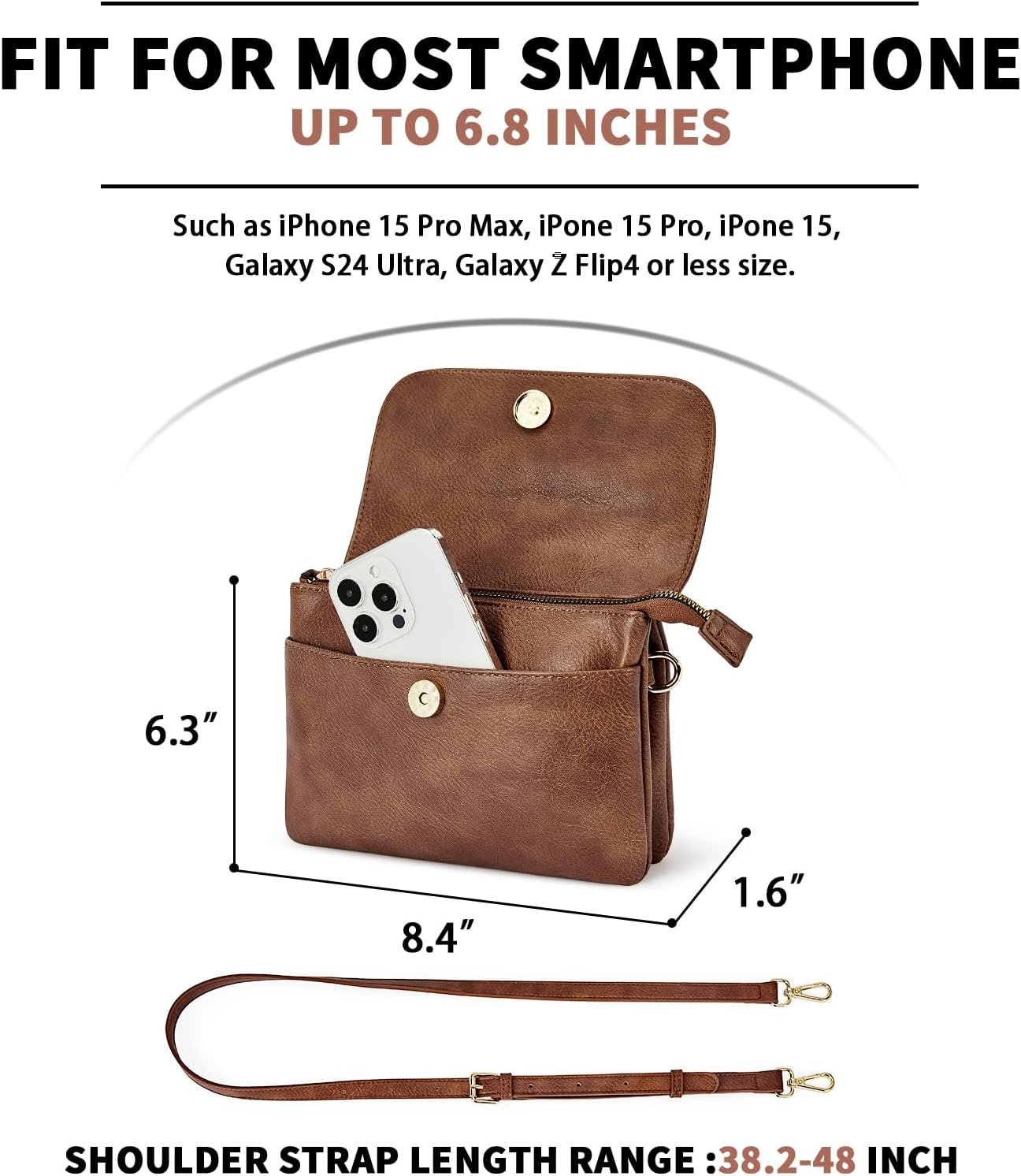 CHOLISS Small Crossbody Bags for Women, Vegan Leather Cell Phone Purse, Mini Travel Purse with Adjustable Strap - Image 2