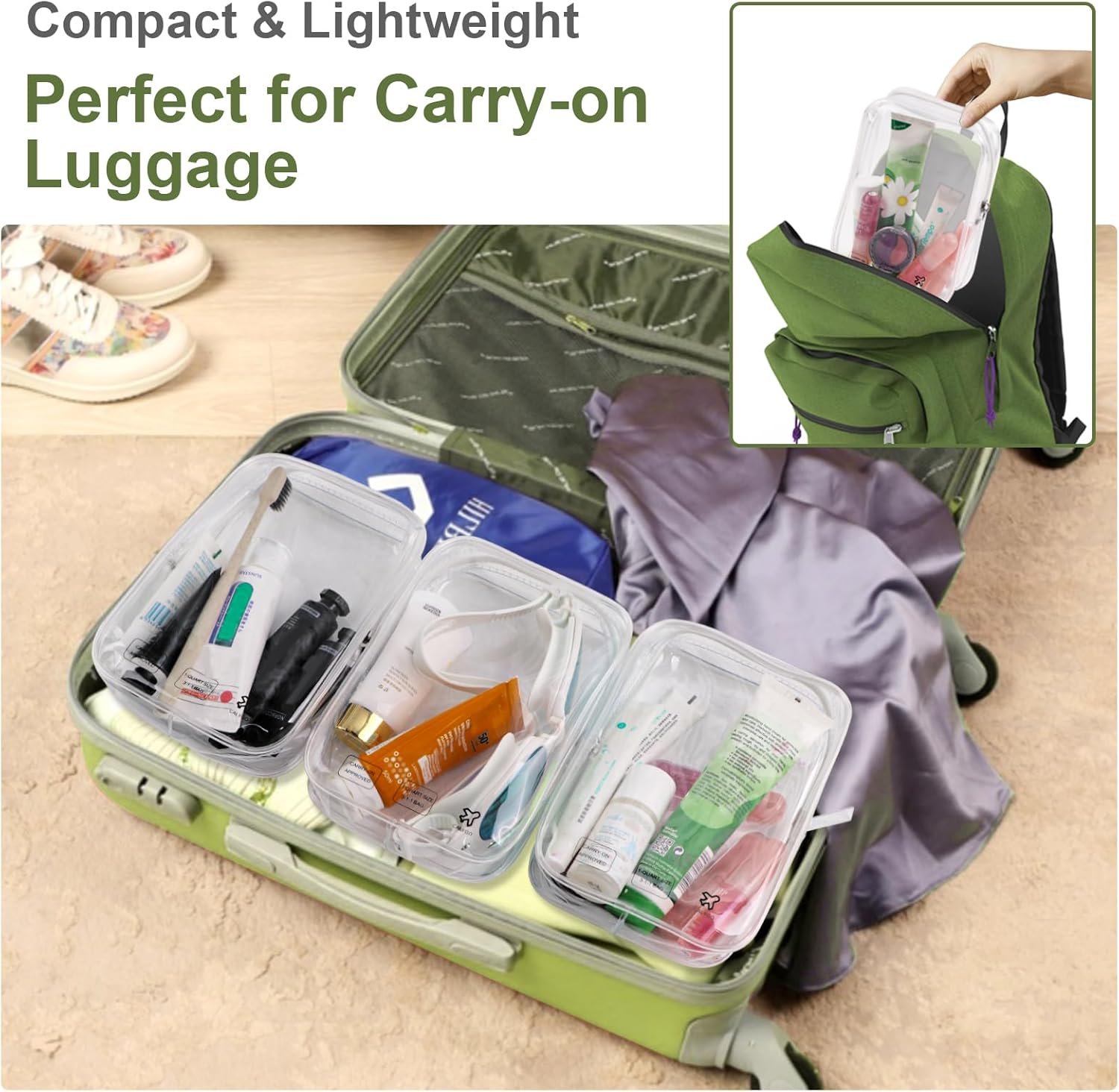 3 Packing Cubes Quart Size Travel Bag Tsa Approved Clear Toiletry Bag Small European International Must Haves Long Flight Airplane Essentials for Flying Toiletries Liquids Accessories Men Women - Image 6