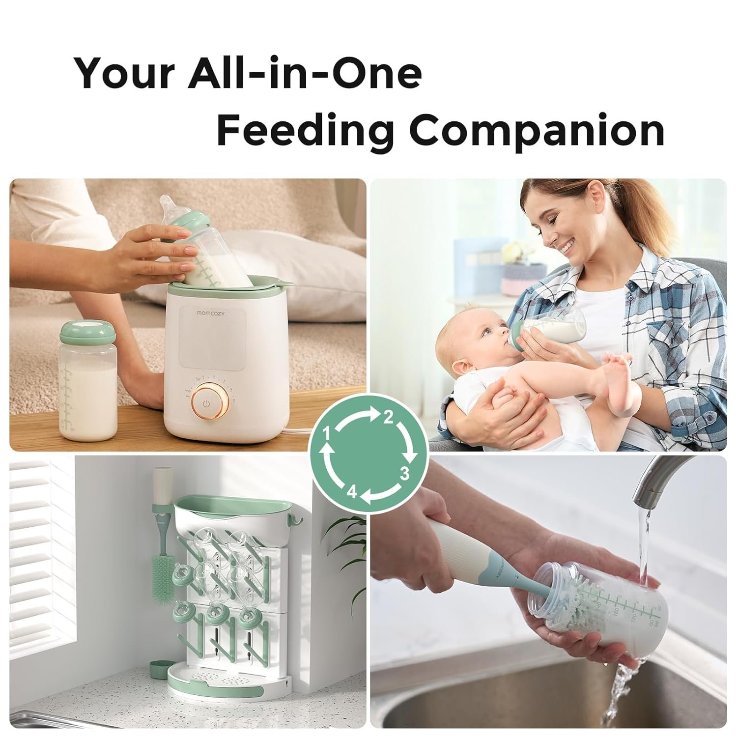 Momcozy Natural Baby Bottle, 10oz Wide-Neck Breast Milk Container, Breastmilk Storage Bottle for Fridge & Momcozy Breast Milk Cooler, BPA Free Milk Collection Bottles, Breastfeeding Essential, 4PCS - Image 5