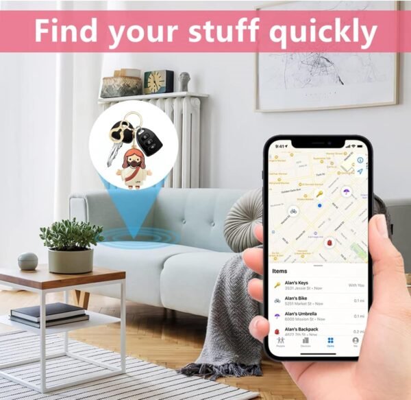 Leather Airtag Keychain Case Holder,Cute Protective Apple Air Tag Cover with Key Ring,Anti-Scratch Hidden Finder GPS Tracker Case for Wallet Keys,Bag,Pets,Backpack(Je sus A) - Image 5